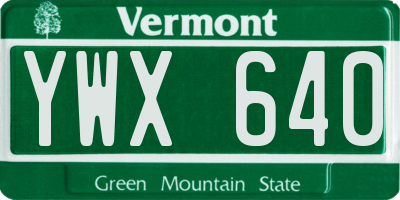 VT license plate YWX640