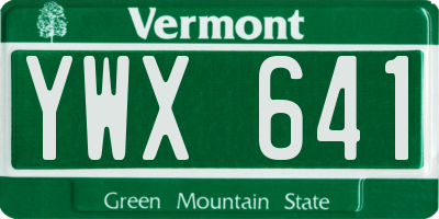 VT license plate YWX641