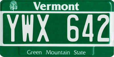 VT license plate YWX642