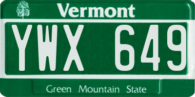 VT license plate YWX649