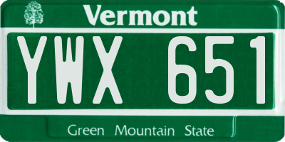 VT license plate YWX651