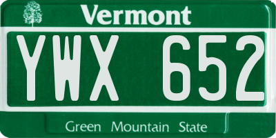 VT license plate YWX652
