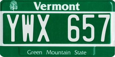VT license plate YWX657
