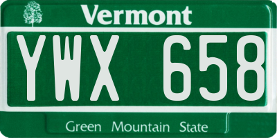 VT license plate YWX658