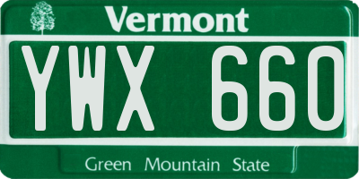 VT license plate YWX660
