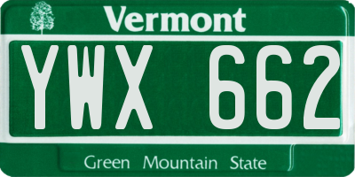 VT license plate YWX662