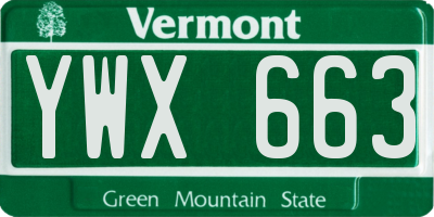 VT license plate YWX663