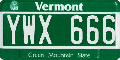 VT license plate YWX666