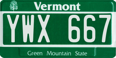 VT license plate YWX667