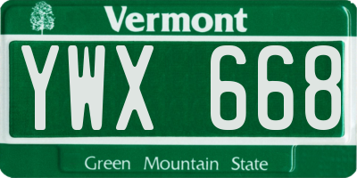 VT license plate YWX668