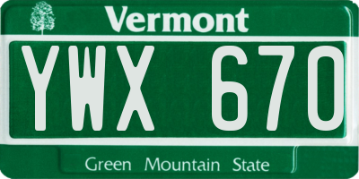 VT license plate YWX670