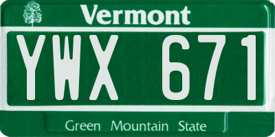VT license plate YWX671