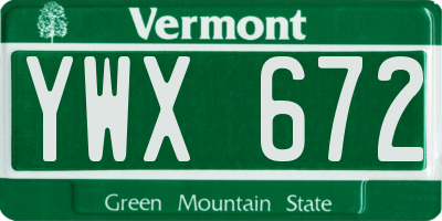 VT license plate YWX672
