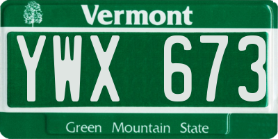 VT license plate YWX673