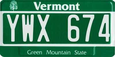 VT license plate YWX674