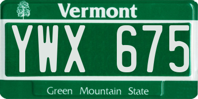 VT license plate YWX675