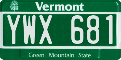 VT license plate YWX681