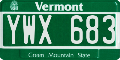 VT license plate YWX683