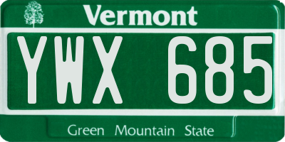 VT license plate YWX685