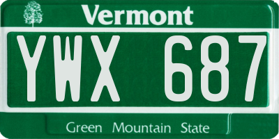 VT license plate YWX687