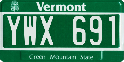 VT license plate YWX691