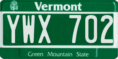 VT license plate YWX702