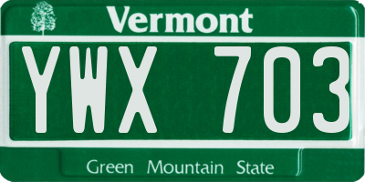 VT license plate YWX703