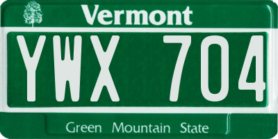 VT license plate YWX704