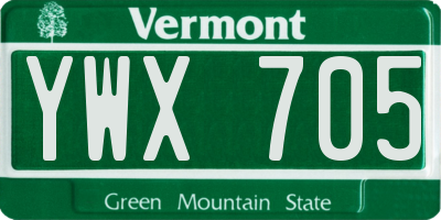 VT license plate YWX705