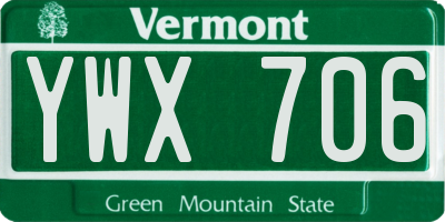 VT license plate YWX706