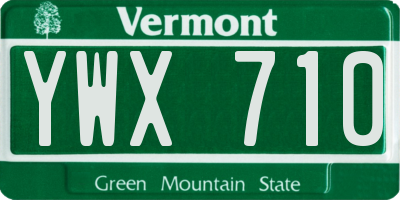 VT license plate YWX710