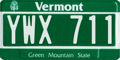 VT license plate YWX711
