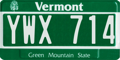 VT license plate YWX714