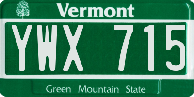 VT license plate YWX715