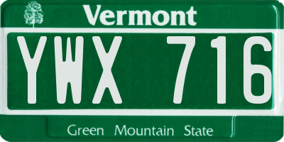 VT license plate YWX716