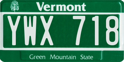 VT license plate YWX718