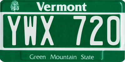 VT license plate YWX720