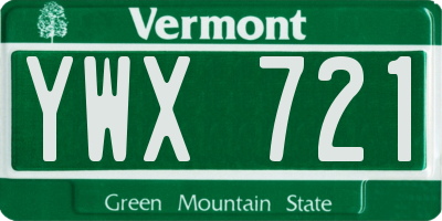 VT license plate YWX721