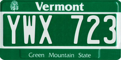 VT license plate YWX723