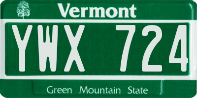 VT license plate YWX724
