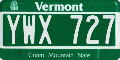 VT license plate YWX727