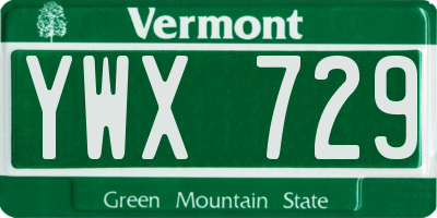 VT license plate YWX729