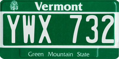 VT license plate YWX732