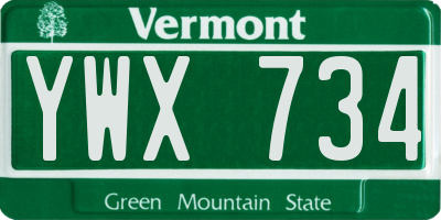 VT license plate YWX734