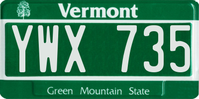 VT license plate YWX735