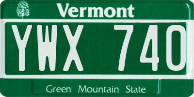 VT license plate YWX740