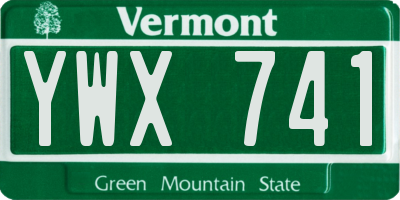 VT license plate YWX741