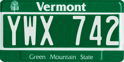 VT license plate YWX742