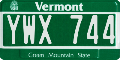 VT license plate YWX744