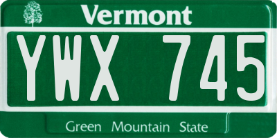 VT license plate YWX745